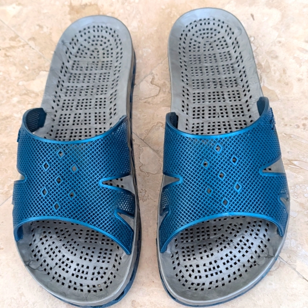 SENSI & C ASSISI WOMEN'S FLIP FLOPS          BLUE 🔵 & GRAY MADE IN ITALY